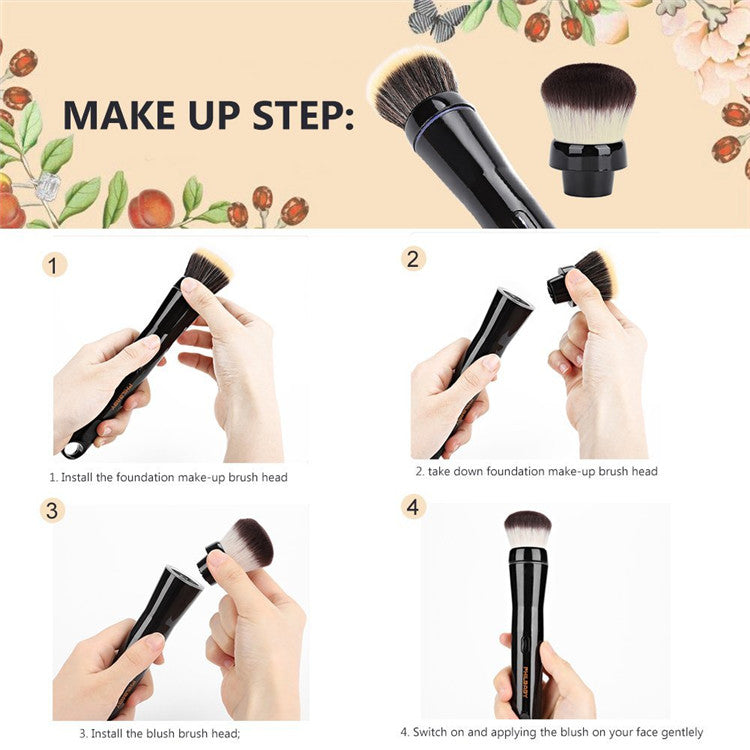 Electric Makeup Brush - LALASANI Makeup Brushes Set Professional with 2 Interchangeable Heads – 360-Degree Rotating Makeup Brush