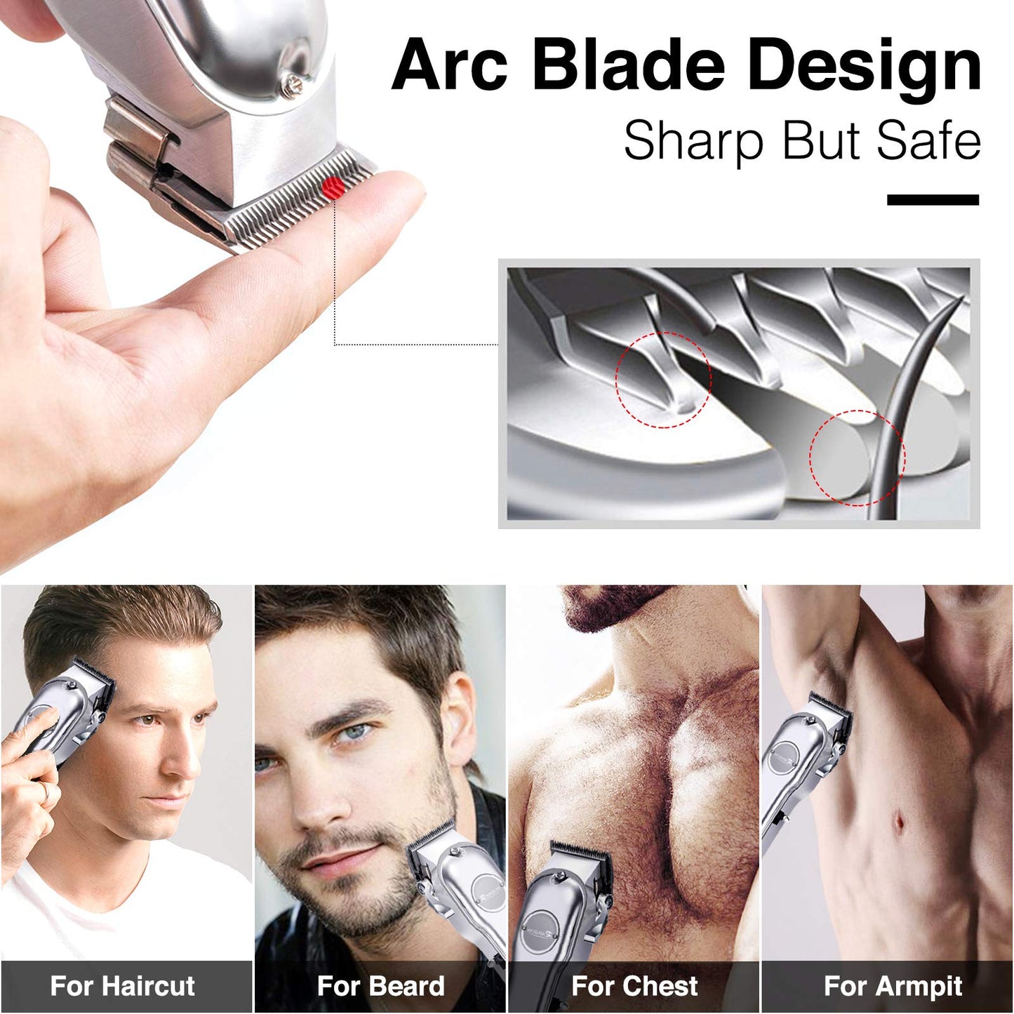 Men Hair Trimmer 3 in 1 IPX7 Waterproof Beard Trimmer Grooming Kit Cordless Hair Clipper for Women & Children LED Display USB Rechargeable