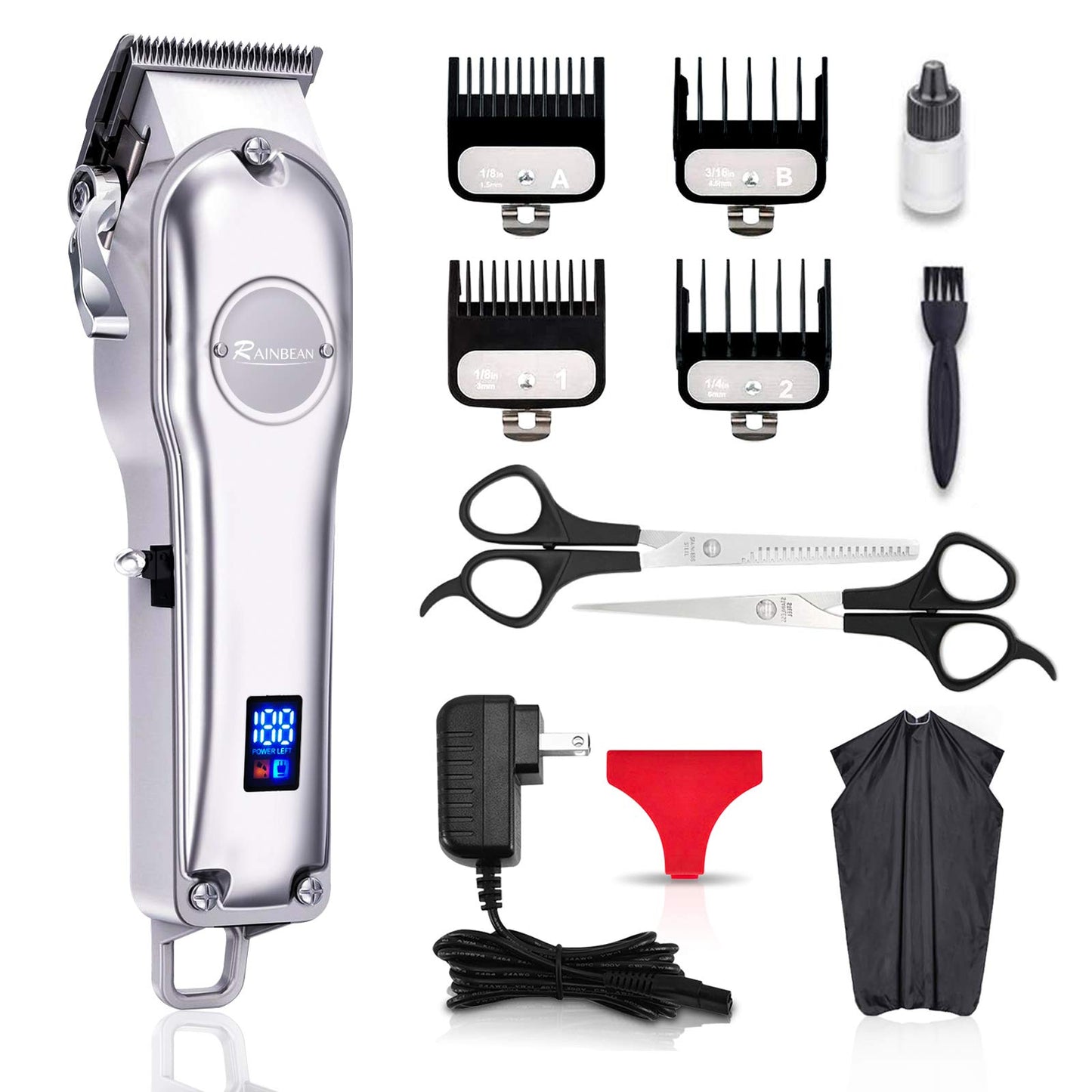 Men Hair Trimmer 3 in 1 IPX7 Waterproof Beard Trimmer Grooming Kit Cordless Hair Clipper for Women & Children LED Display USB Rechargeable