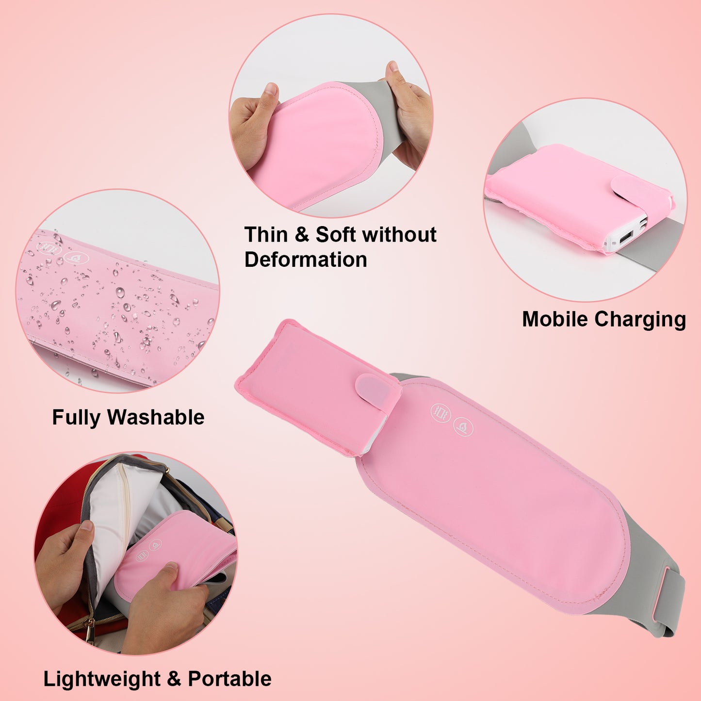 Heating Pads for Cramps, LALASANI Portable Heat Menstrual Relief Pad (Include PowerBank)