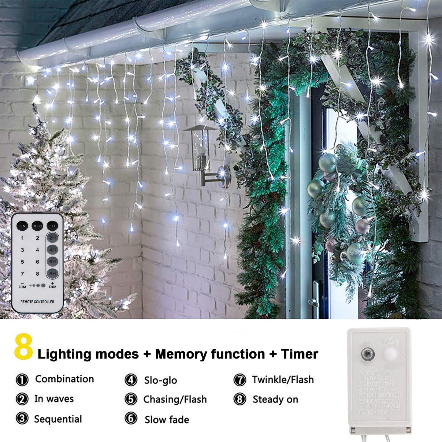 Curtain Icicle Lights Wedding Party LED Fairy Christmas Indoor Outdoor