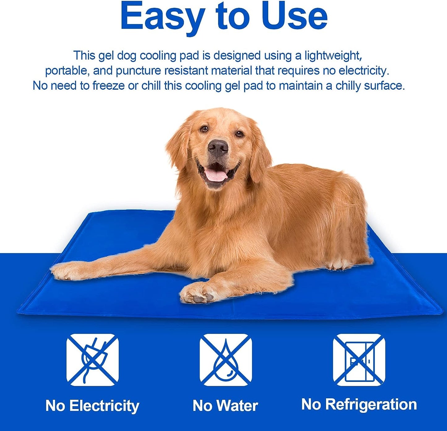 Dog Cooling Mat, Pet Cooling Mat for Dogs and Cats, Pressure Activated Dog Cooling Pad, No Water or Refrigeration Needed, Non-Toxic Gel（AMZ forbid）