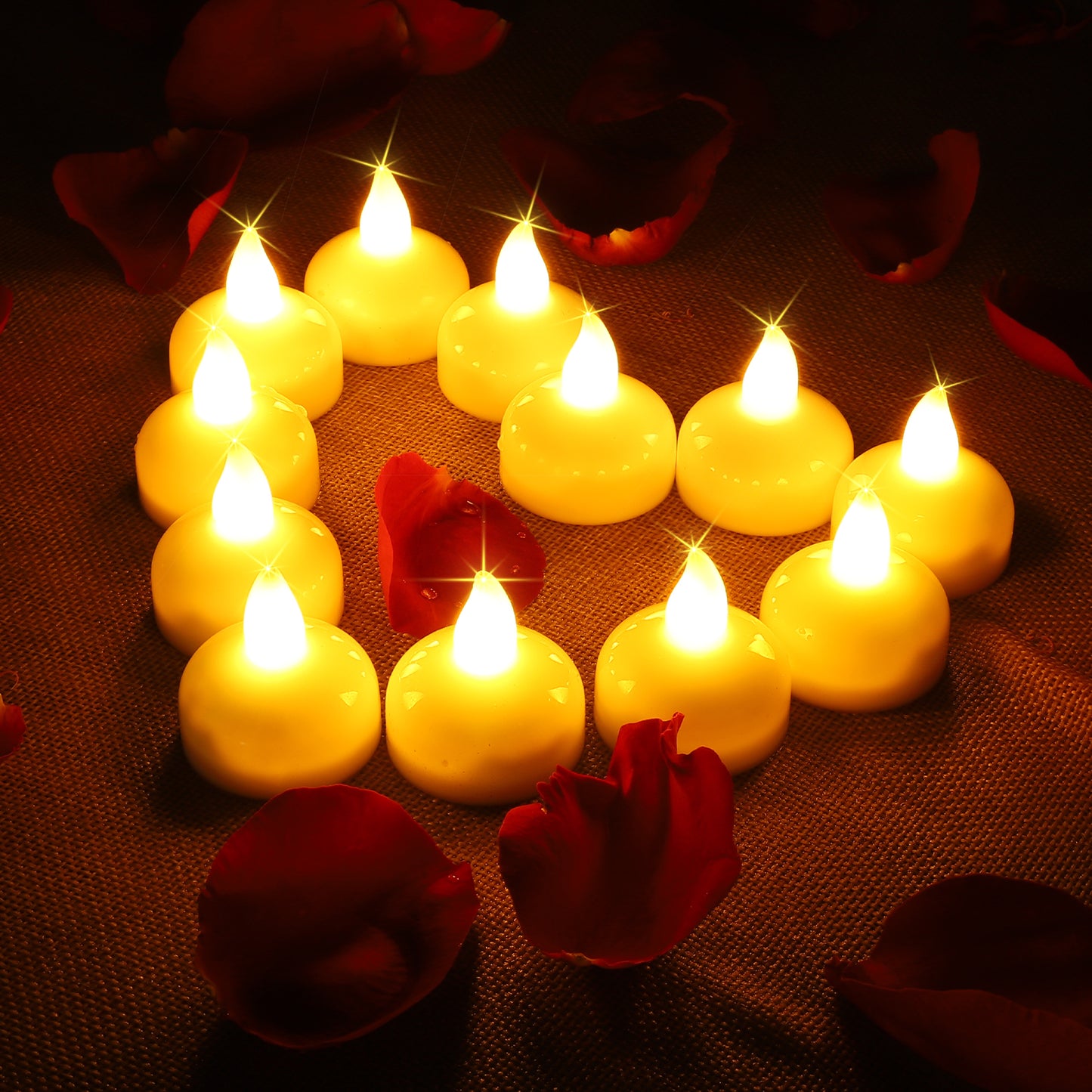 Flameless Candles, LED Tea Lights for Wedding, Birthday, Holiday & Home Decoration, Set of 12 Floating Candles